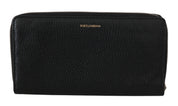 Dolce & Gabbana Elegant Black Leather Zip Continental Wallet