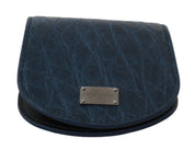 Dolce & Gabbana Elegant Blue Caimano Leather Condom Case Wallet