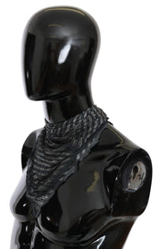 Costume National Black Gray Viscose Foulard Branded Scarf