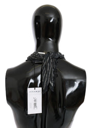 Costume National Black Gray Viscose Foulard Branded Scarf