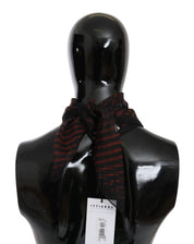 Costume National Black Orange 100% Silk Branded Scarf