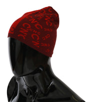 Costume National Chic Red Beanie Wool Blend