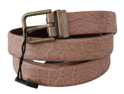 Dolce & Gabbana Elegant Exotic Skin Brushed Gold Buckle Belt