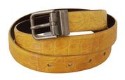 Dolce & Gabbana Exotic Yellow Animal Pattern Leather Belt