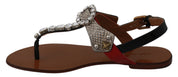 Dolce & Gabbana Leather Ayers Crystal Sandals Flip Flops Shoes