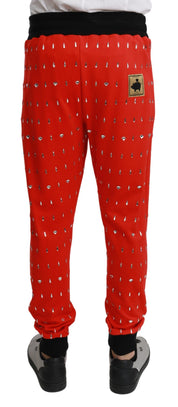 Dolce & Gabbana Chic Red Piggy Bank Print Sweatpants