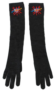 Dolce & Gabbana Gray #DGLovesLondon Embroidered Virgin Wool Gloves