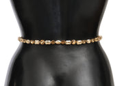 Dolce & Gabbana Champagne Crystal Embellished Leather Belt