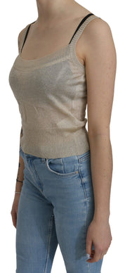 BYBLOS Beige Sleeveless Spaghetti Strap Tank See Through Top