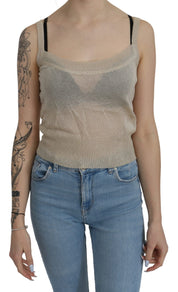 BYBLOS Beige Sleeveless Spaghetti Strap Tank See Through Top