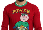 Dolce & Gabbana Red Wool Silk Pig of the Year Sweater