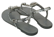 Dolce & Gabbana Silver Crystal Sandals Flip Flops Shoes