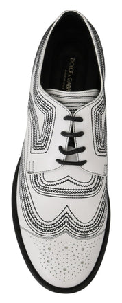 Dolce & Gabbana Elegant White Leather Derby Shoes