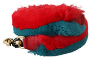 Dolce & Gabbana Red Blue Rabbit Fur Leather Shoulder Strap