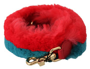 Dolce & Gabbana Red Blue Rabbit Fur Leather Shoulder Strap
