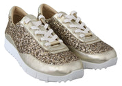 Jimmy Choo Antique Gold Glitter Leather Sneakers