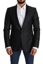 Dolce & Gabbana Elegant Black Jacquard Slim Fit Blazer