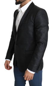 Dolce & Gabbana Elegant Black Jacquard Slim Fit Blazer