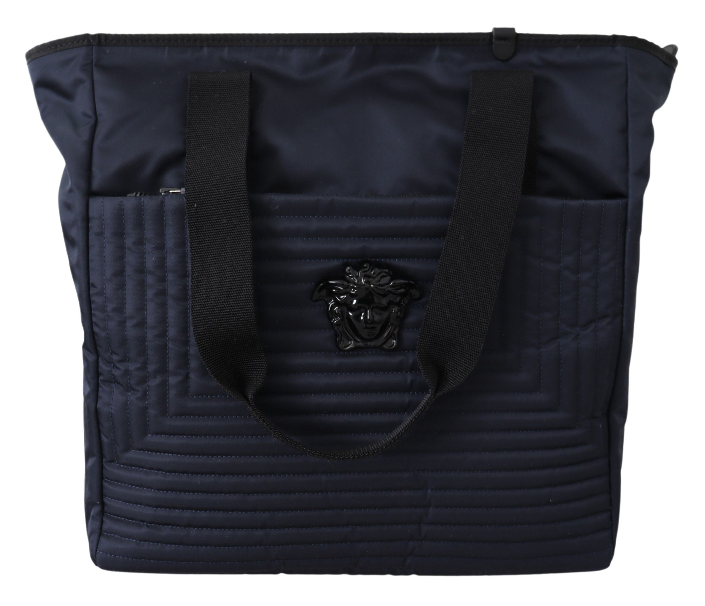 Versace Elegant Blue Nylon Tote Bag