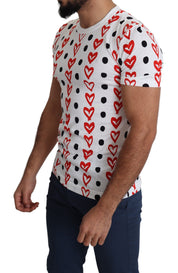 Dolce & Gabbana Chic White Cotton Tee with Heart Print