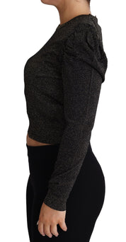 Dolce & Gabbana Black Gold Cropped Women Pullover Sweater