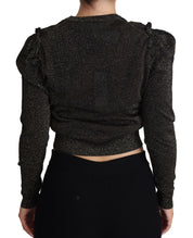 Dolce & Gabbana Black Gold Cropped Women Pullover Sweater