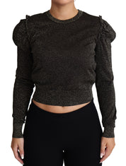 Dolce & Gabbana Black Gold Cropped Women Pullover Sweater