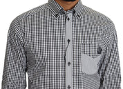 Dolce & Gabbana Elegant Black & White Checkered Gold Casual Shirt