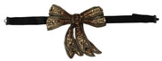 Dolce & Gabbana Gold Tone Silk Rhinestone Embellished Women Bowtie