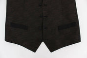 Dolce & Gabbana Elegant Brown Black Wool Blend Dress Vest