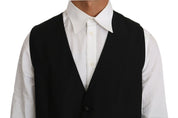 Dolce & Gabbana Elegant Black Formal Wool Blend Vest