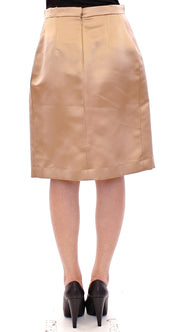 Andrea Incontri Brown Silk Solid Mini Pleated Skirt
