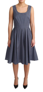 Dolce & Gabbana Blue Polka Cotton A-Line Stretch Dress