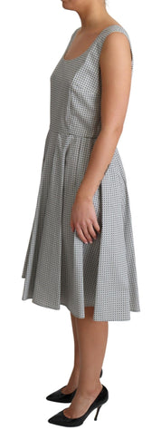 Dolce & Gabbana Gray Polka Dotted Cotton A-Line Dress