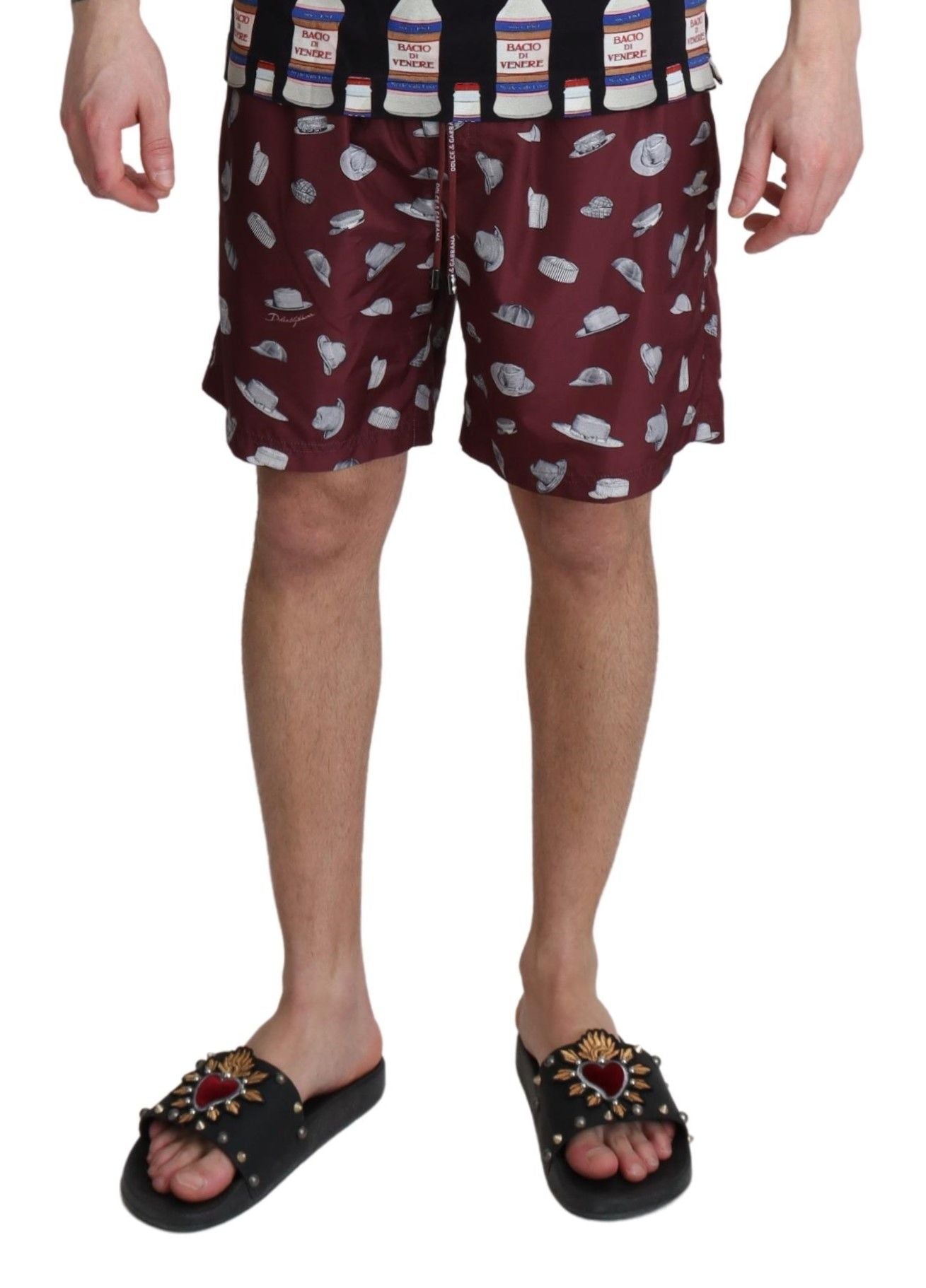 Dolce & Gabbana Elegant Maroon Beachwear Trunks