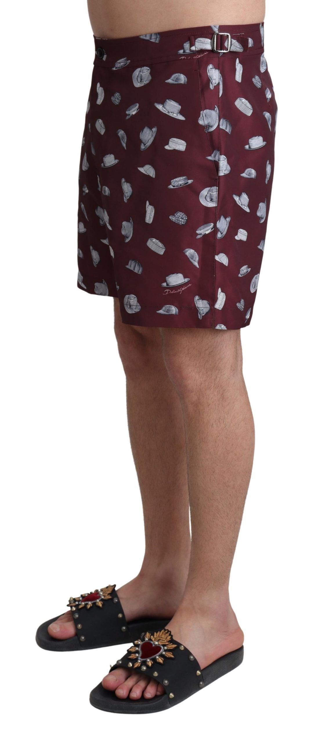 Dolce & Gabbana Elegant Maroon Swim Trunks