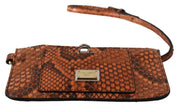 Dolce & Gabbana Brown Leather Coin Purse Wristlet Mirror AGNESE Wallet