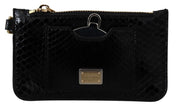 Dolce & Gabbana Black Leather Coin Purse Wristlet Mirror Agnese Wallet