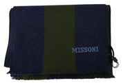 Missoni Authentic Wool Scarf with Stripes and Logo Embroidery