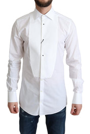 Dolce & Gabbana Elegant White Cotton Bib Dress Shirt