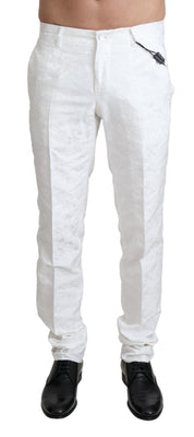 Dolce & Gabbana Elegant White Brocade Dress Pants