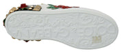 Dolce & Gabbana White Roses Sequined Crystal Womens Sneakers Shoes
