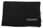 Missoni Elegant Black Wool Scarf with Fringes