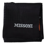 Missoni Elegant Black Wool Scarf with Embroidered Logo