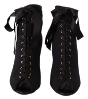 Dolce & Gabbana Black Stretch Short Ankle Boots Shoes