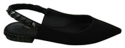Dolce & Gabbana Black Flats Slingback Charmeuse Shoes