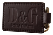 Dolce & Gabbana Elegant Unisex Leather Keyring with Gold Detail