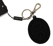 Dolce & Gabbana Chic Black Rubber & Brass Logo Keychain