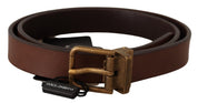 Dolce & Gabbana Elegant Brown Leather Belt with Gold Buckle