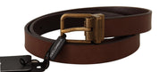 Dolce & Gabbana Elegant Brown Leather Belt with Gold Buckle